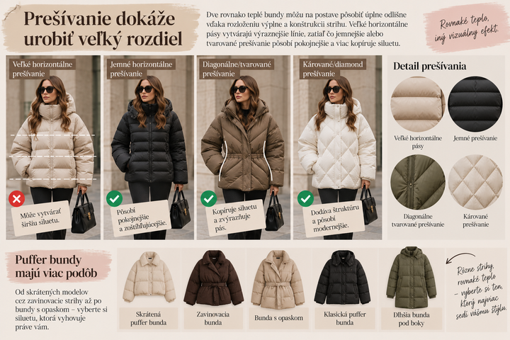 Prešívanie na zimnej bunde dokáže urobiť veľký rozdiel